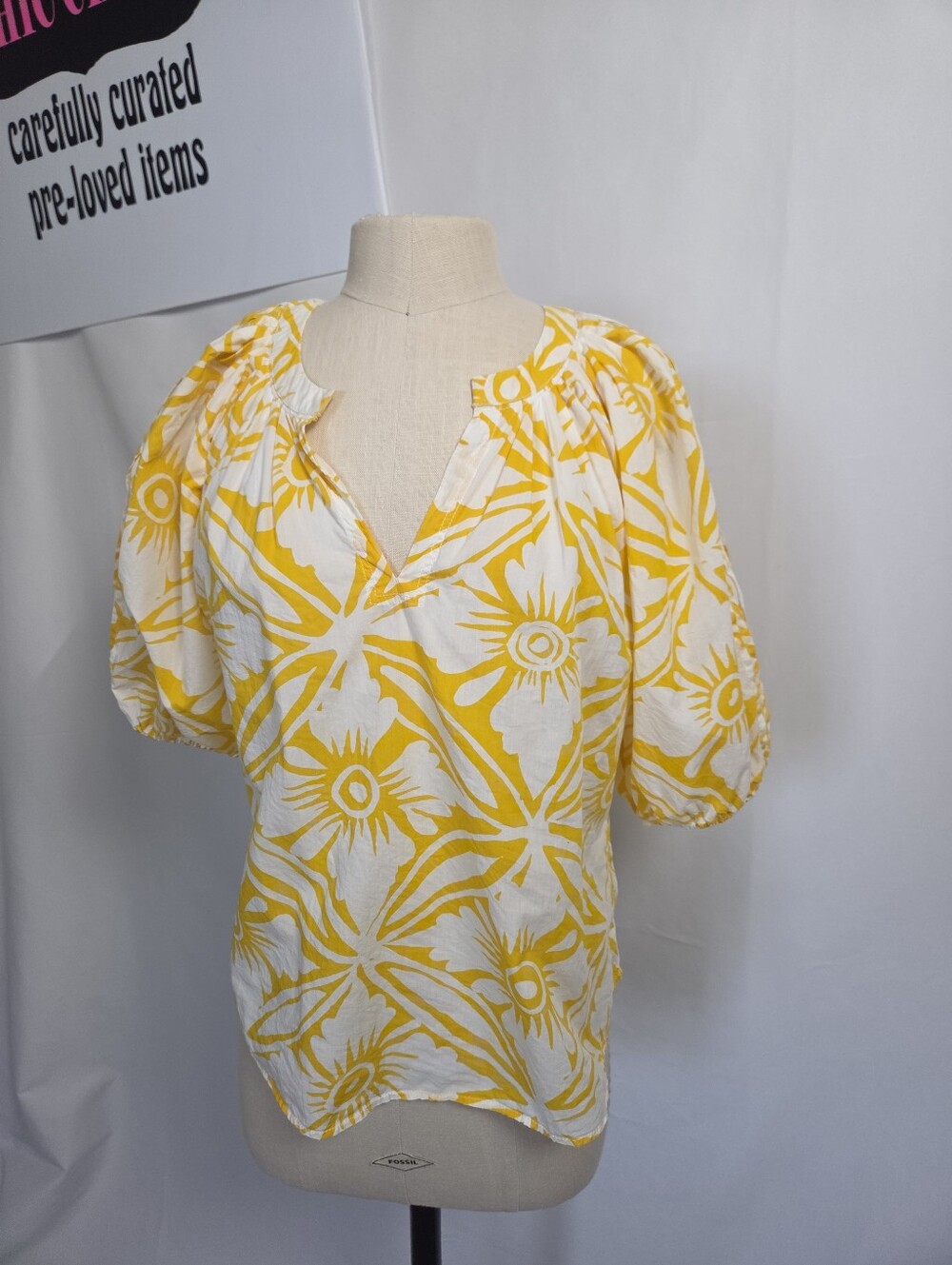Diane Von Furstenberg Floral Yellow Cotton Top 8